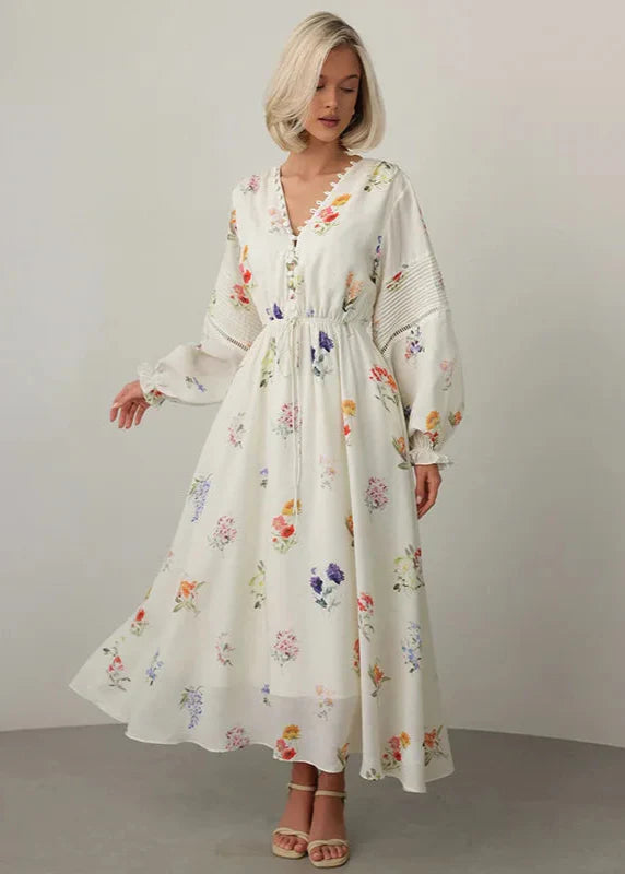 Elegant Long Sleeve Chiffon Dress