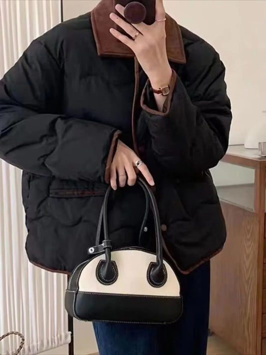 Collared Button-Up Puffer Jacket
