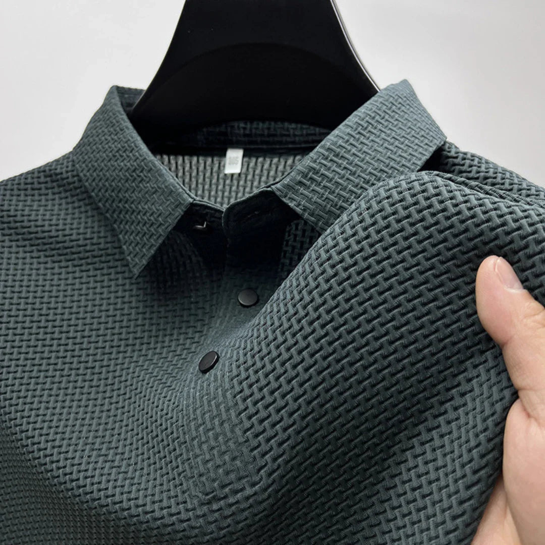 Lightweight Waffle Knit Polo Shirt