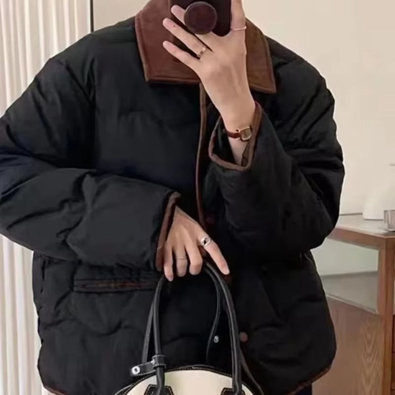 Collared Button-Up Puffer Jacket