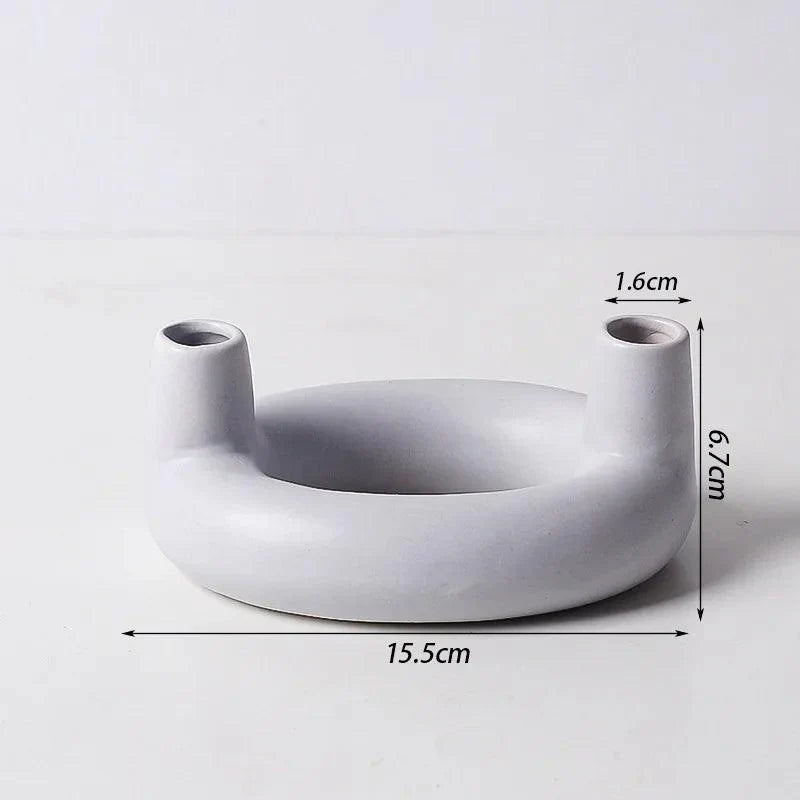 Minimalist Scandinavian Iron and Glass Candle Holder Vase
