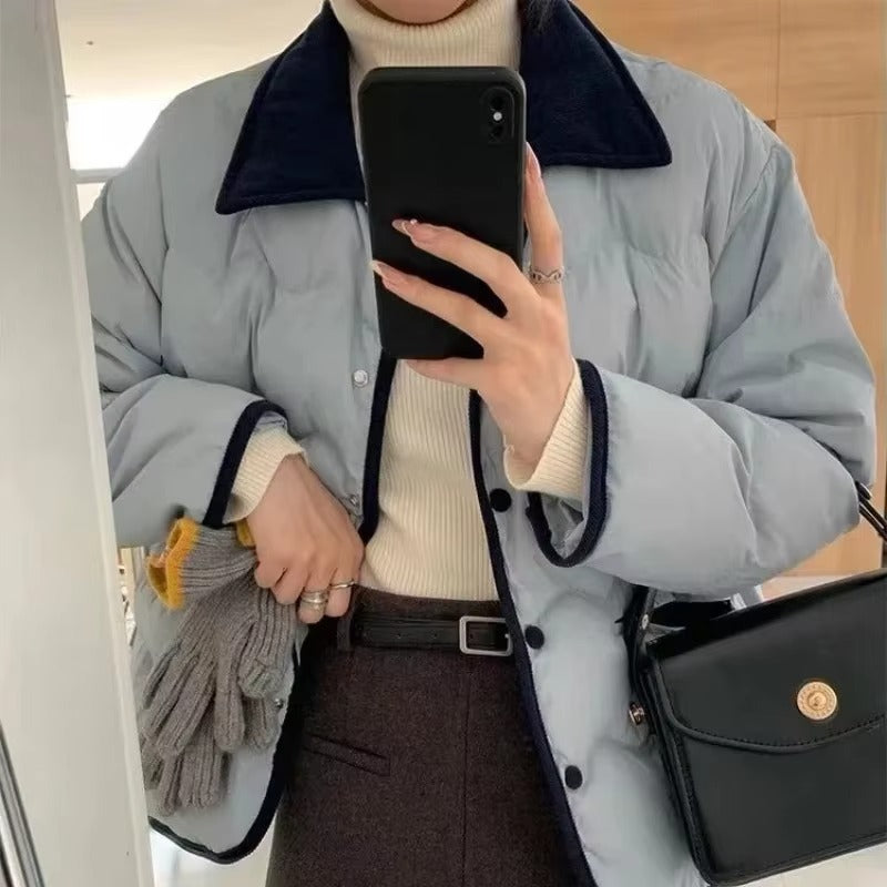 Collared Button-Up Puffer Jacket