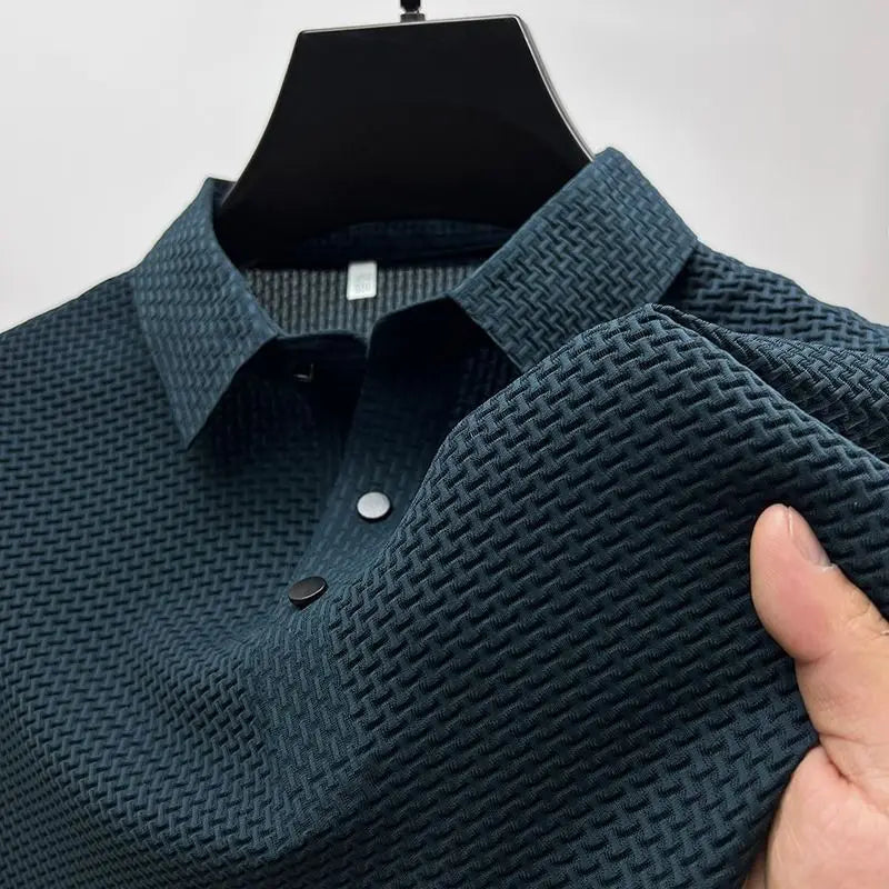 Lightweight Waffle Knit Polo Shirt