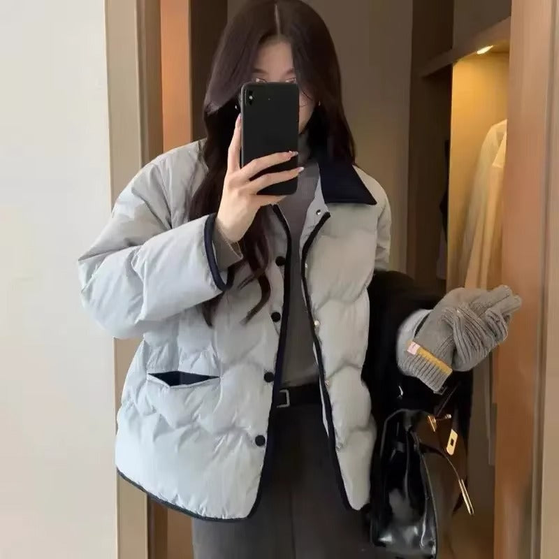 Collared Button-Up Puffer Jacket