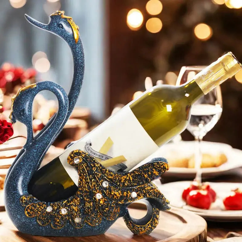 Elegant Swan Wine Bottle Holder Decorative Accent