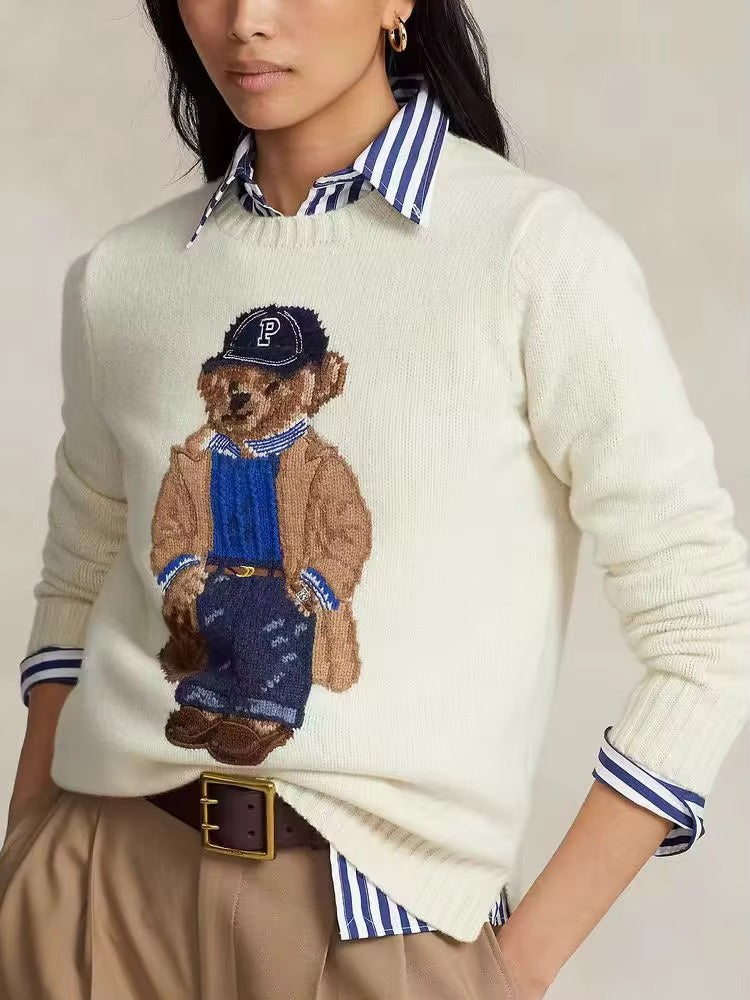 Luxury Wool-Cashmere Bear Sweater