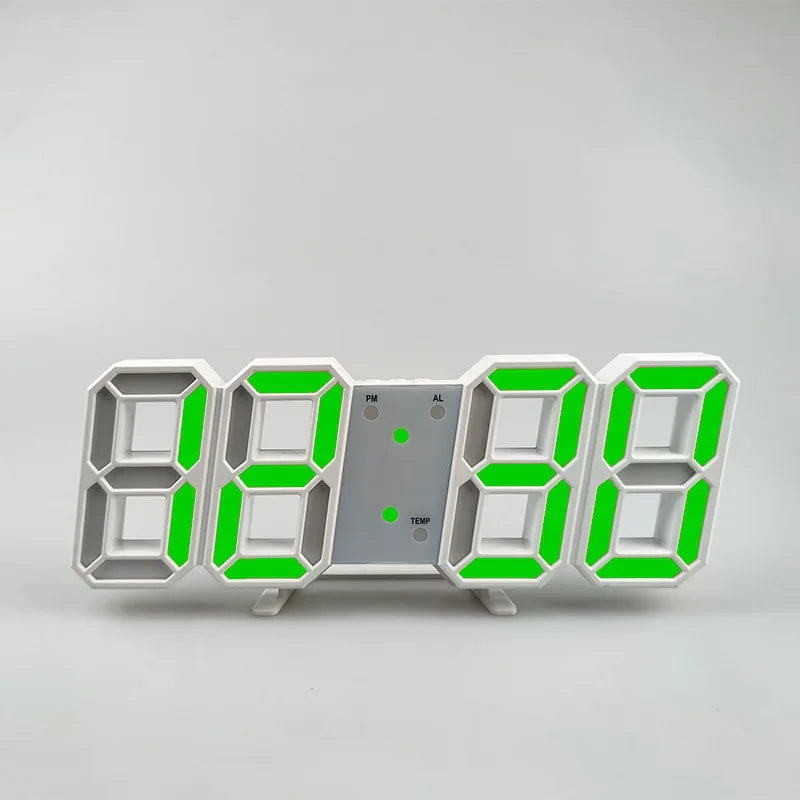 Modern 3D LED Wall Clock with Temperature Display for Home and Office