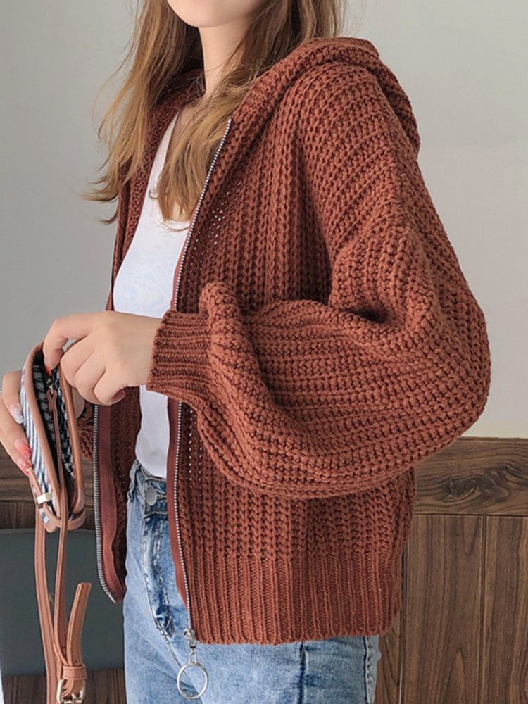 CozyNest™ - Hooded Zipper Knit Sweater for Women