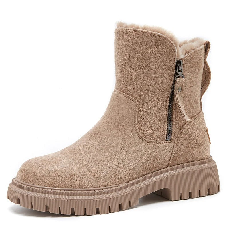 Chic Suede Effect Ankle Boots with Cozy Fur Lining