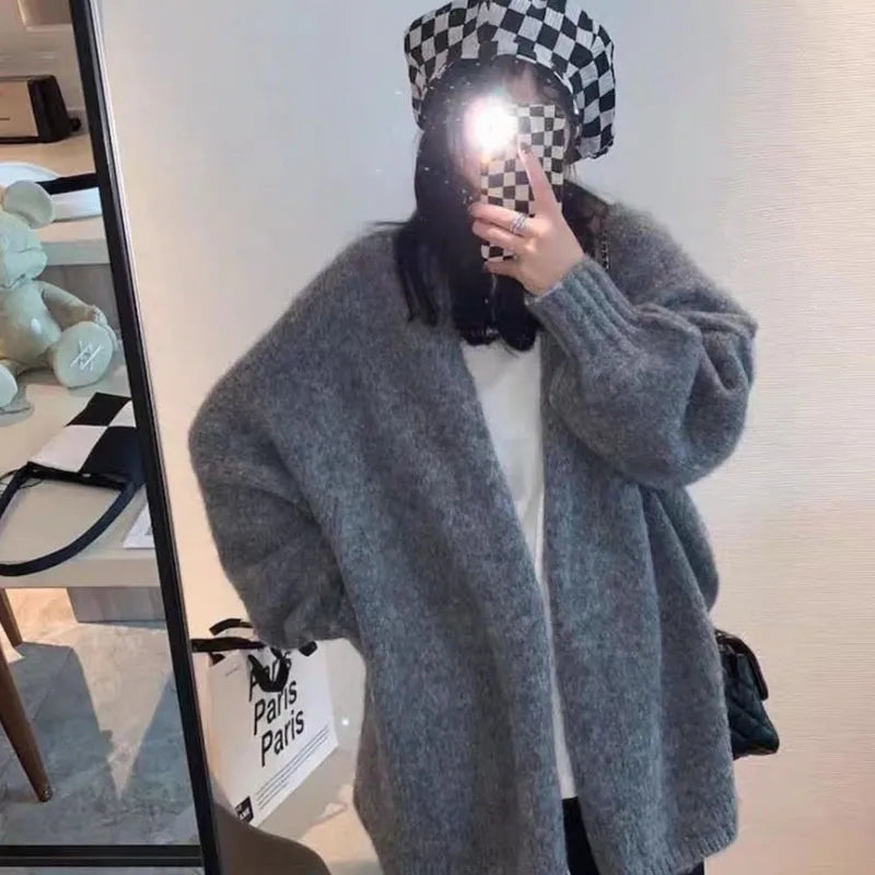Cozy Oversized Knit Cardigan with Button Closure