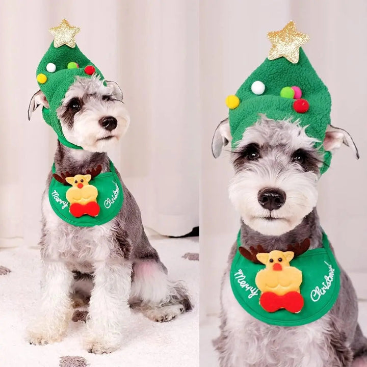 Festive Pet Costume Set with Reindeer Apron & Hat