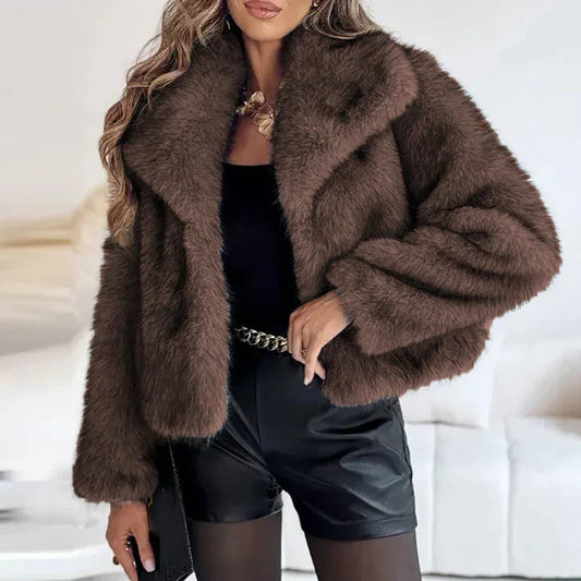 Luxurious Faux Fur Short Jacket – Chic & Cozy