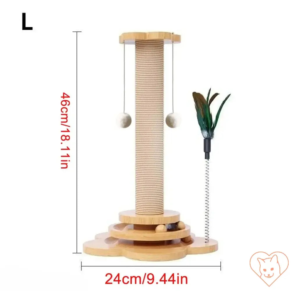 PurrfectPlay™ - Wooden Cat Turntable & Sisal Scratching Post