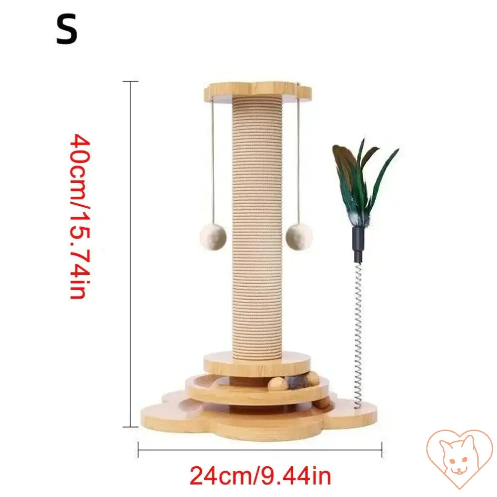 PurrfectPlay™ - Wooden Cat Turntable & Sisal Scratching Post