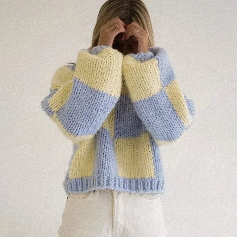 Cozy Plaid Cropped Sweater