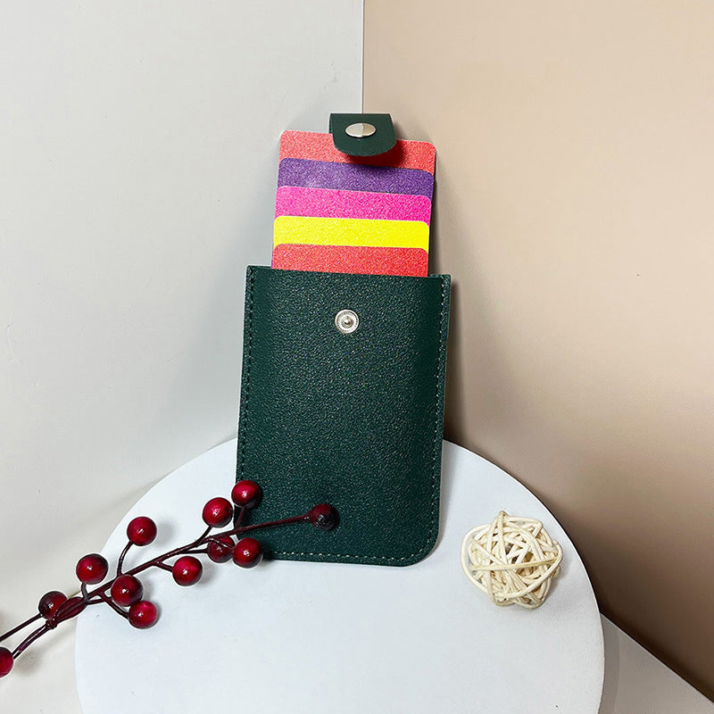 Slim Minimalist PU Leather Card Holder for Women