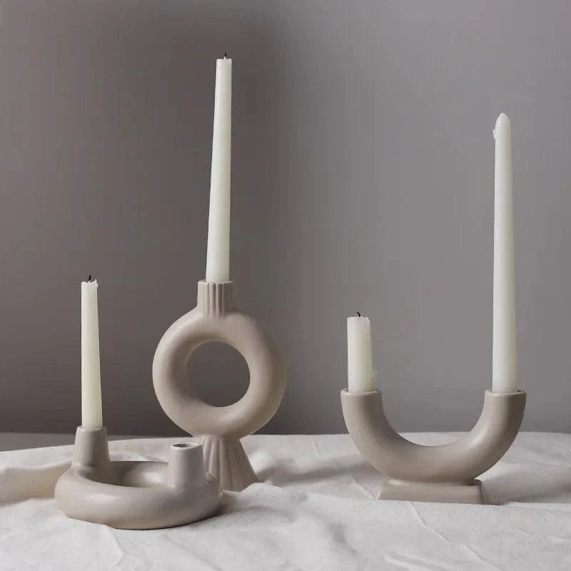 Minimalist Scandinavian Iron and Glass Candle Holder Vase