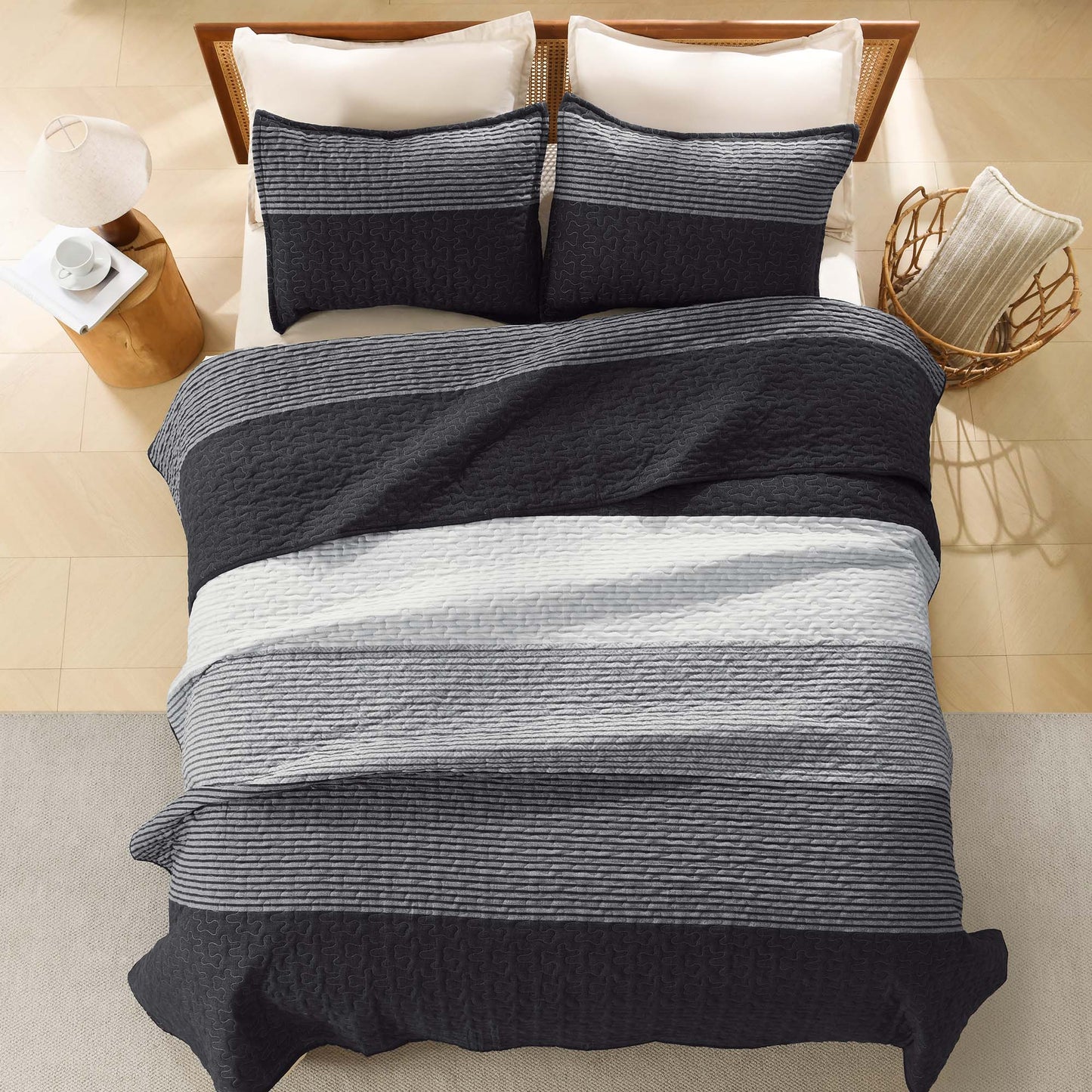 Striped Quilt Set with Cozy Cloudlike Comfort