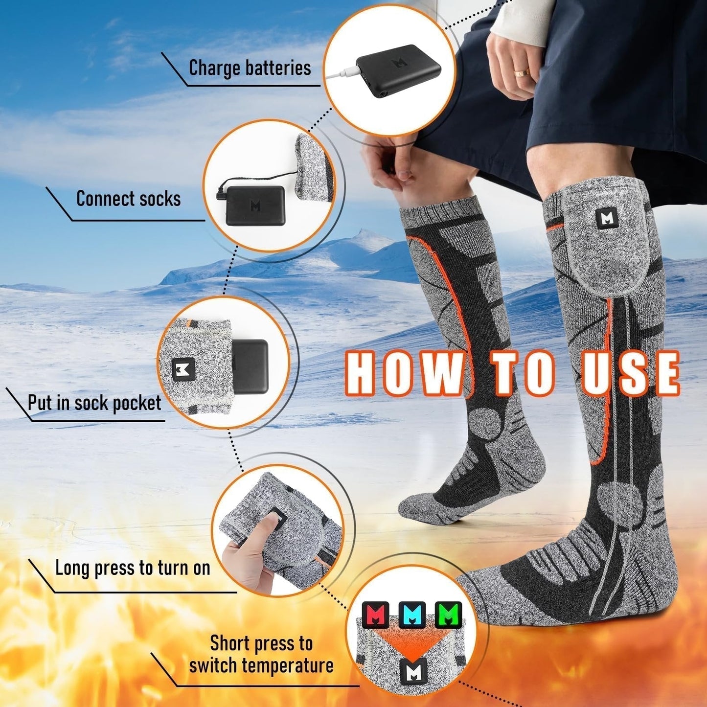 Nolan™ - Rechargeable Heated Socks for All-Day Warmth