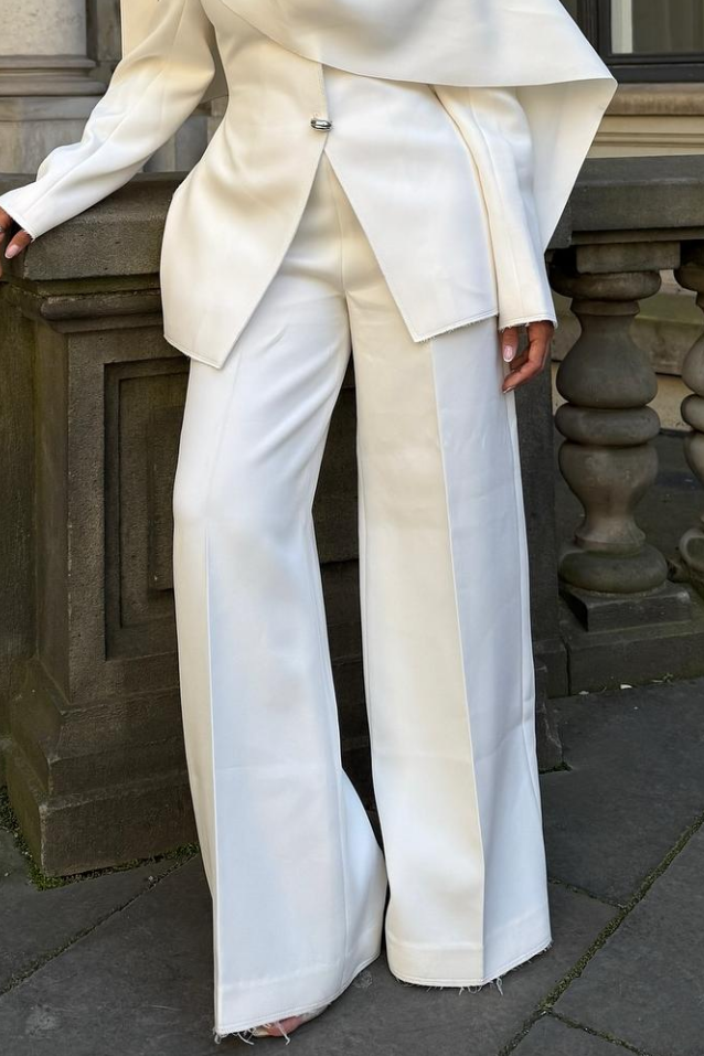 Chic Cape Blazer and Wide Leg Pants Set