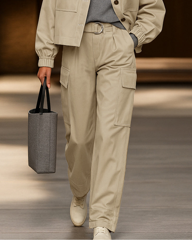 Modern Utility Cargo Jacket and Pants Set