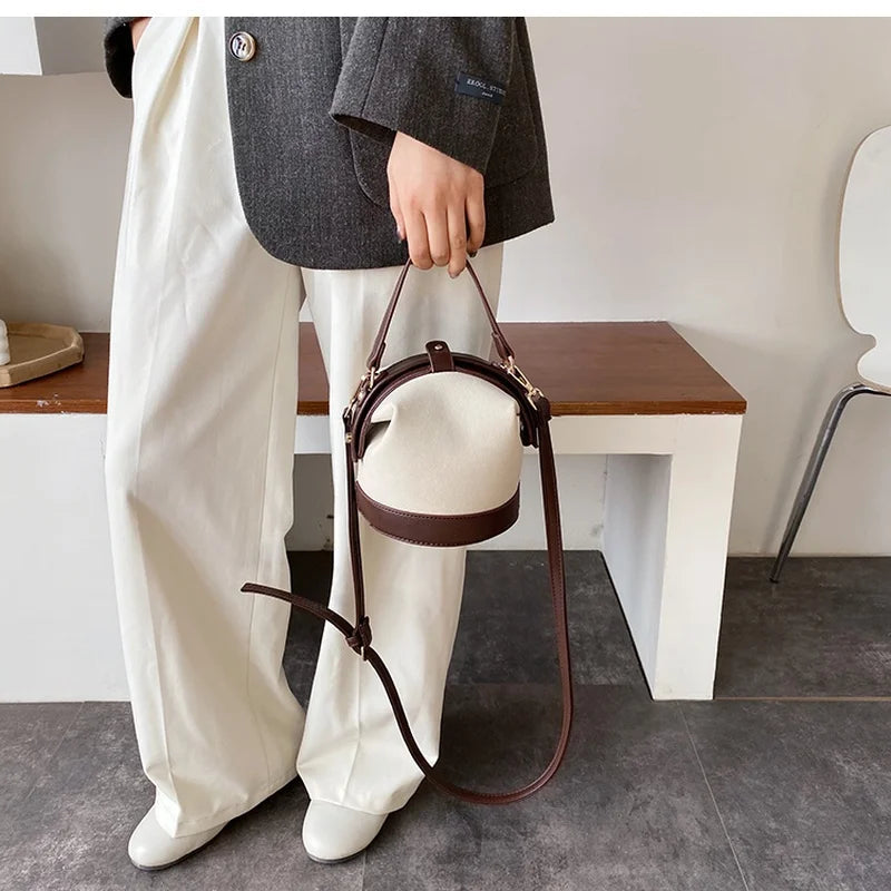 Retro Chic Bucket Shoulder Handbag