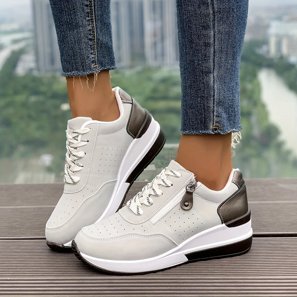 Comfortable Side-Zip Orthopaedic Trainers with Thick Sole