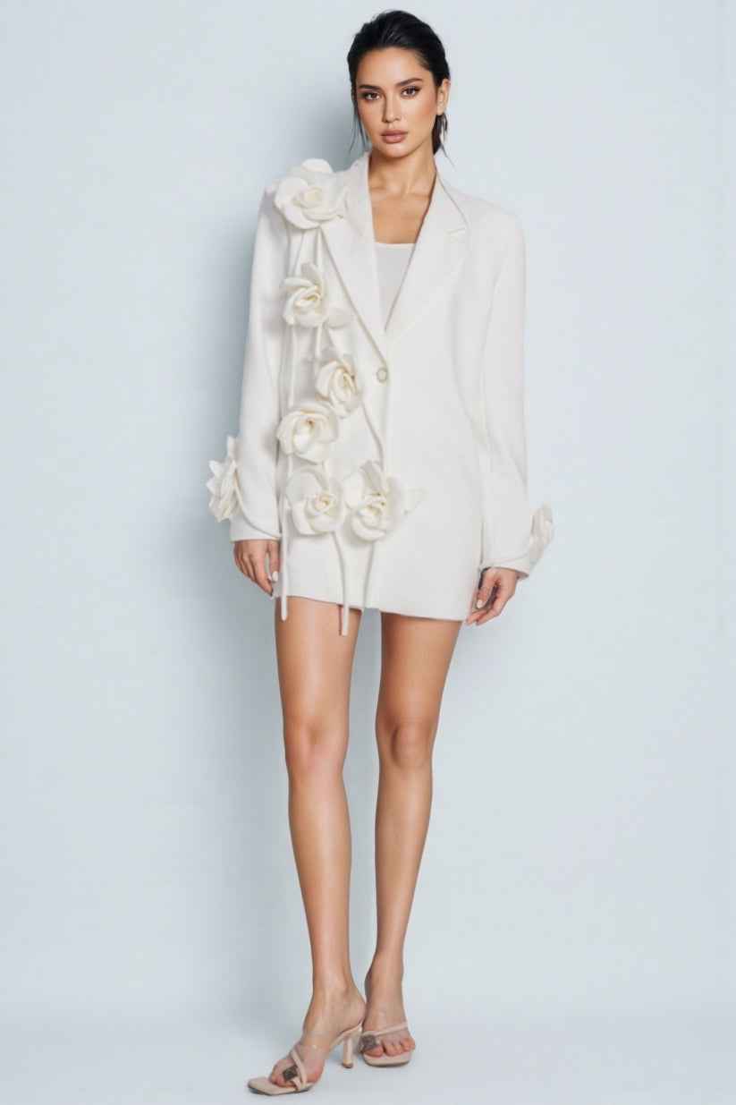 Floral Lapel Tailored Blazer