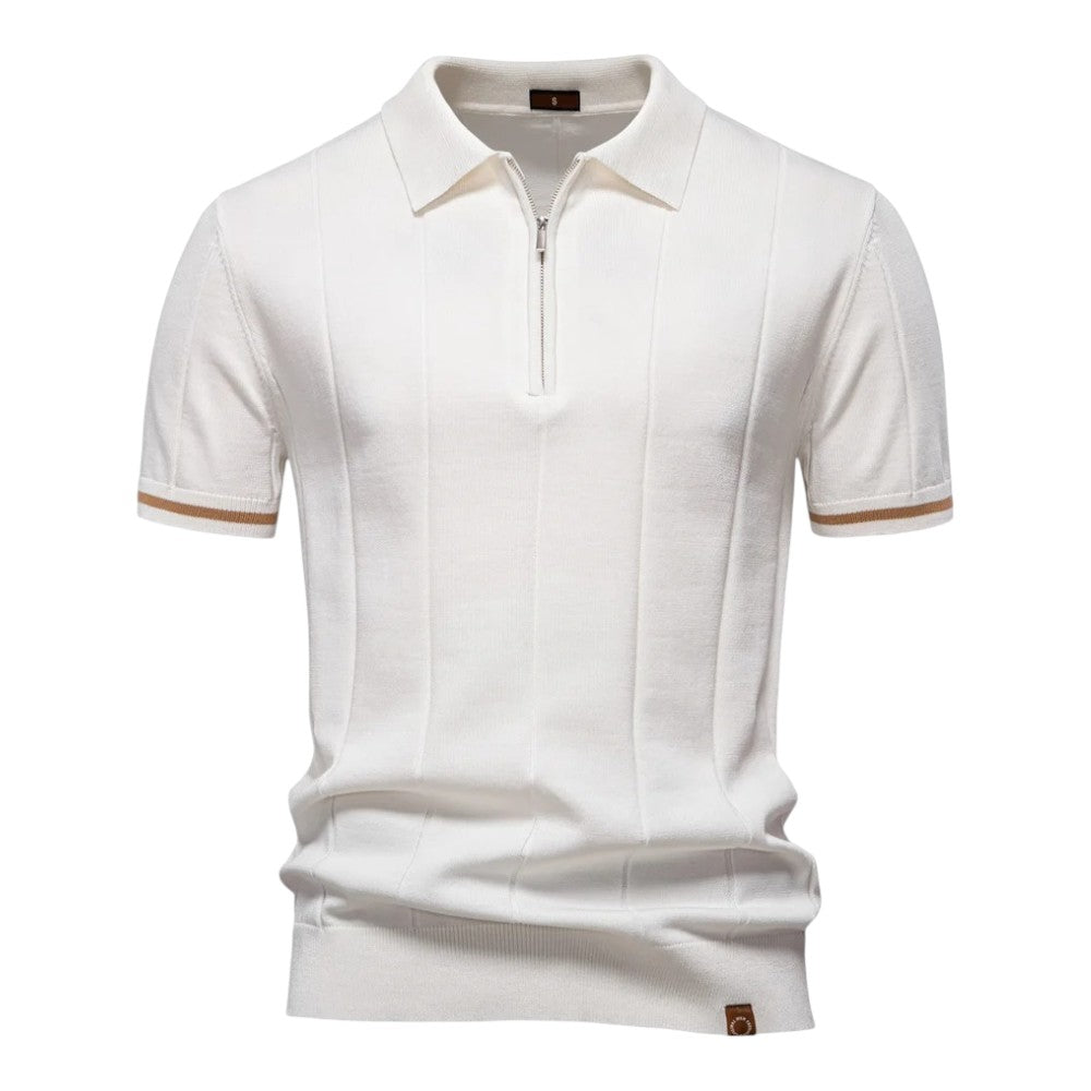 Men's Stretch Viscose Polo Shirt with Knit Texture