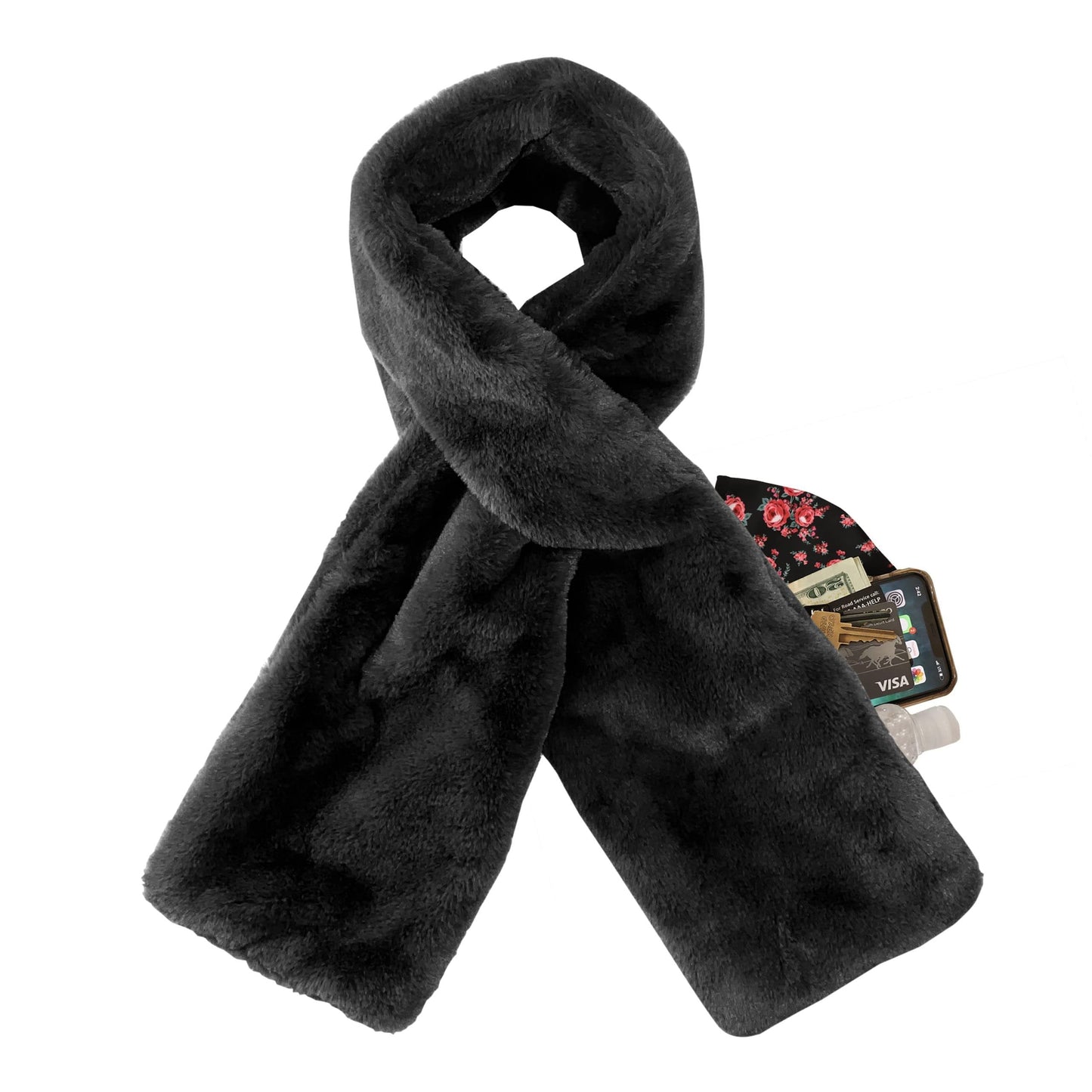 CozyNest™ - Faux Fur Pull-Through Scarf with Hidden Pocket