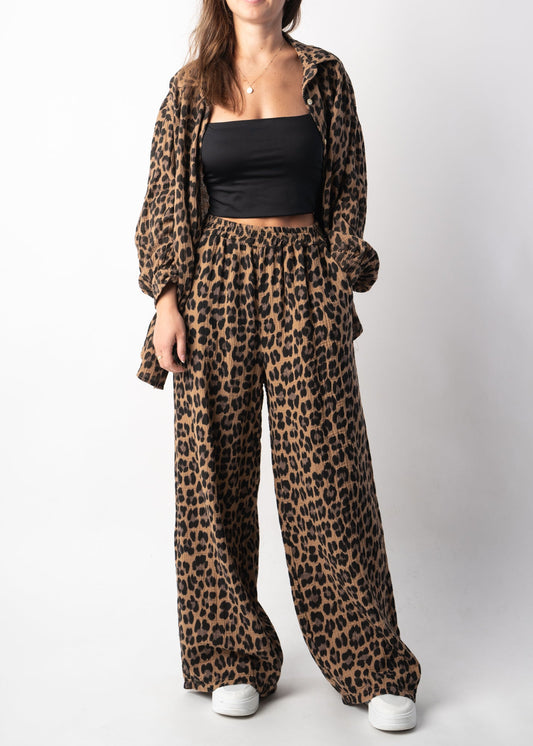 Leopard Print Muslin Pants