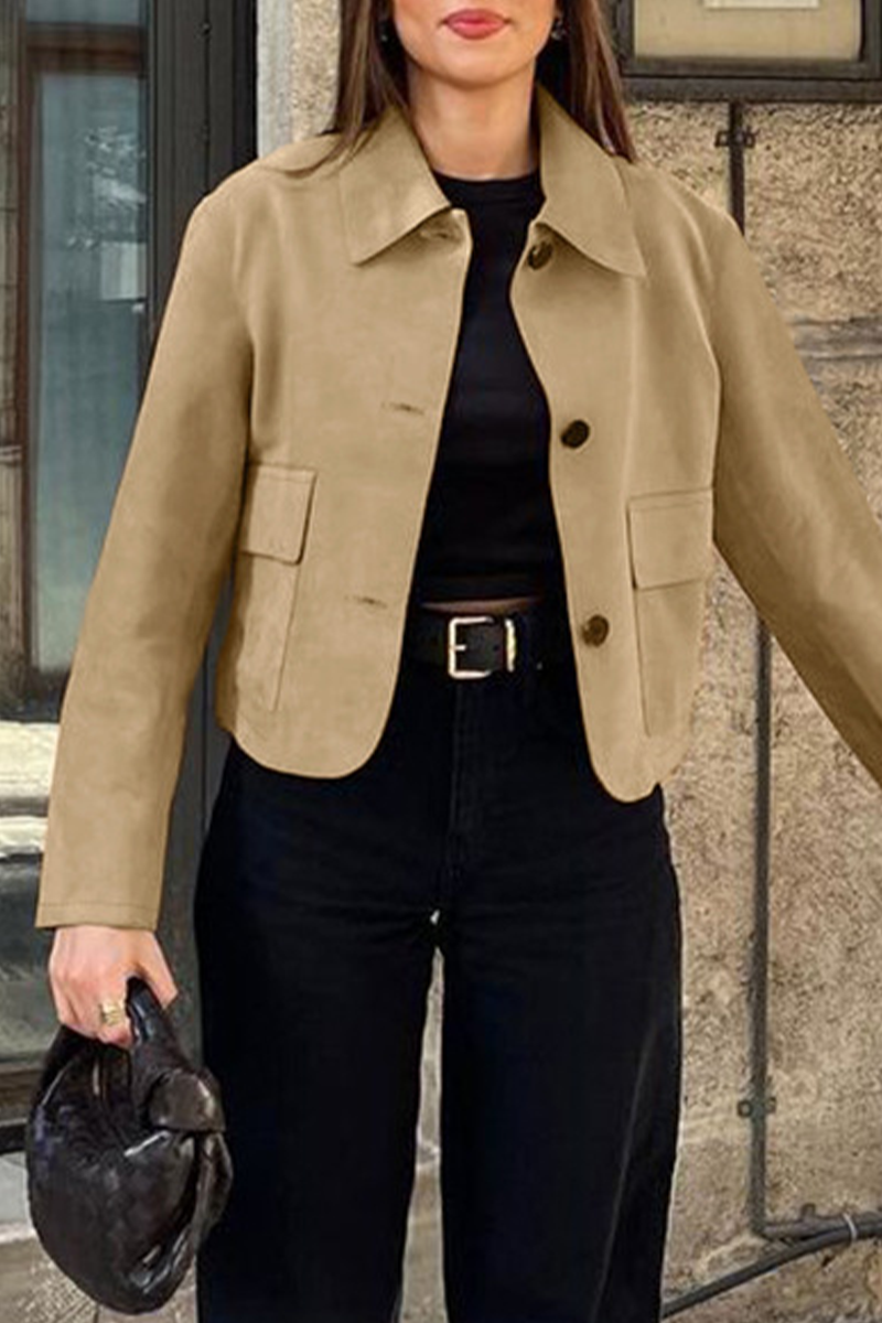 Casual Button-Up Turndown Collar Jacket