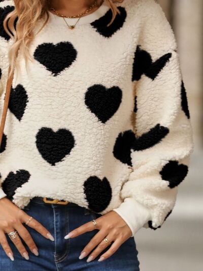 Cozy Heart Pattern Knit Sweater