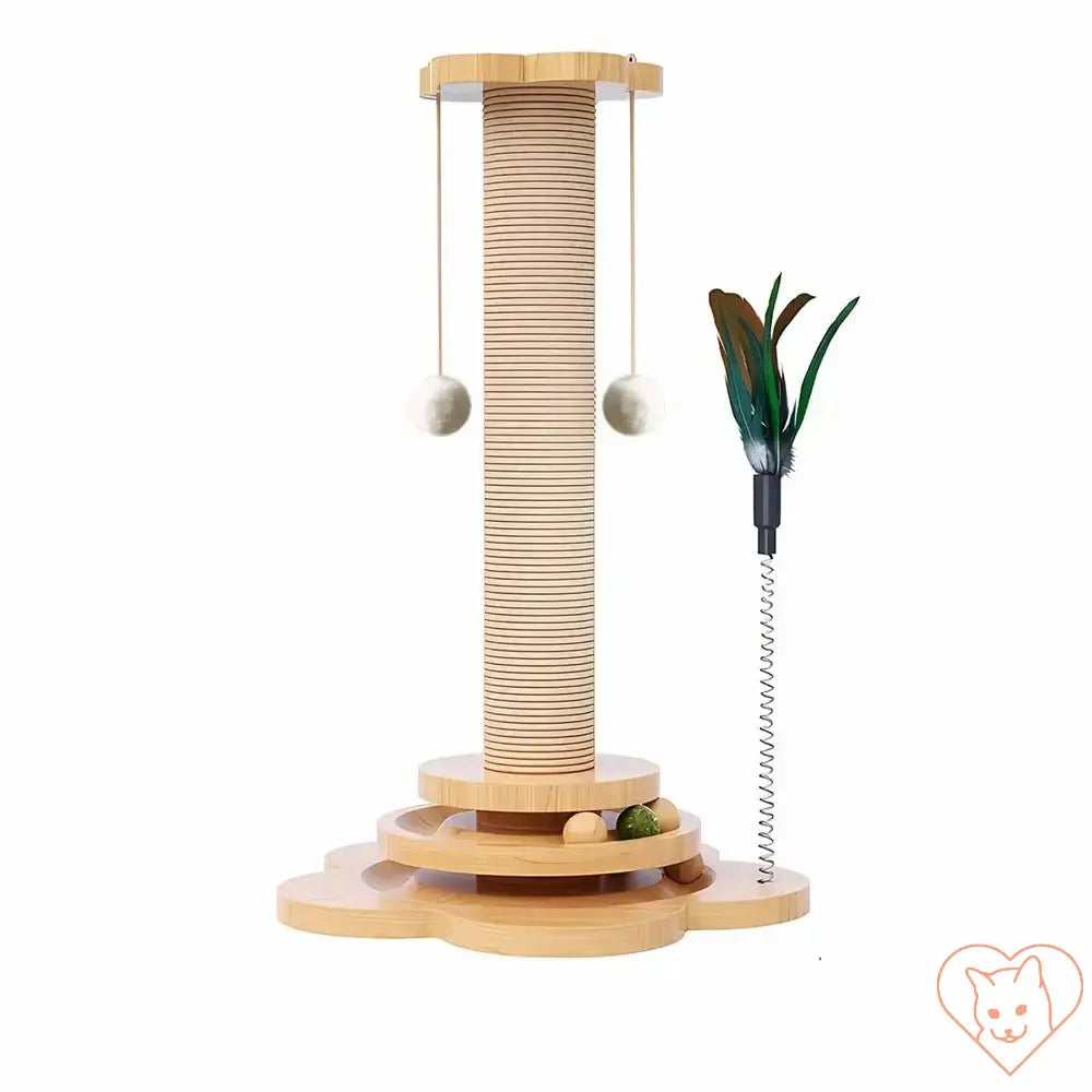 PurrfectPlay™ - Wooden Cat Turntable & Sisal Scratching Post