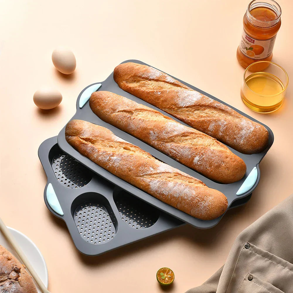 CrustyBake™ - Non-Stick Silicone Baguette Baking Mold for Perfect Loaves