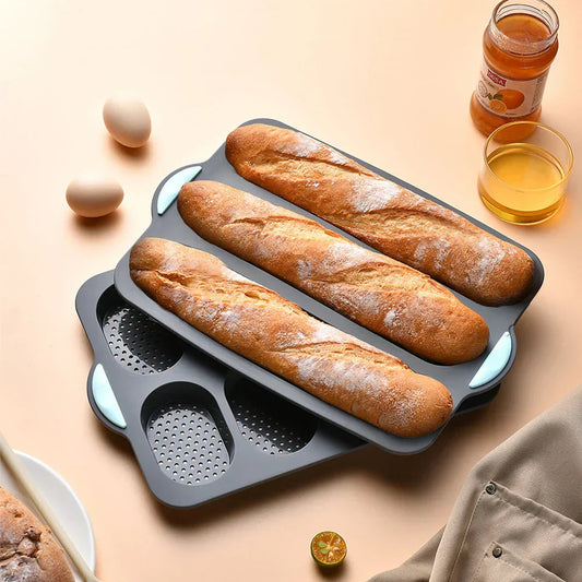 CrustyBake™ - Non-Stick Silicone Baguette Baking Mold for Perfect Loaves