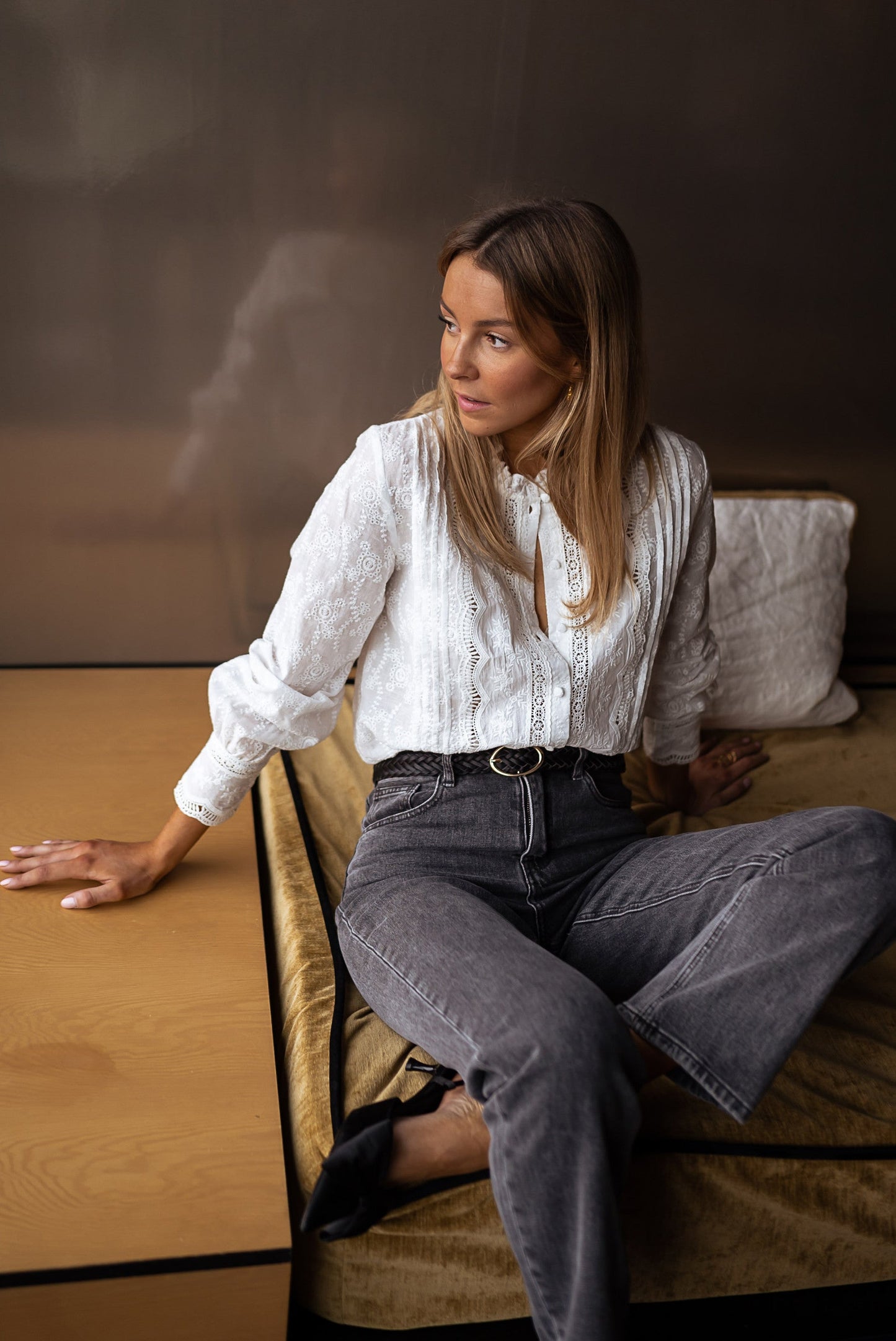 Embroidered Button-Up Shirt with Casual Chic Style