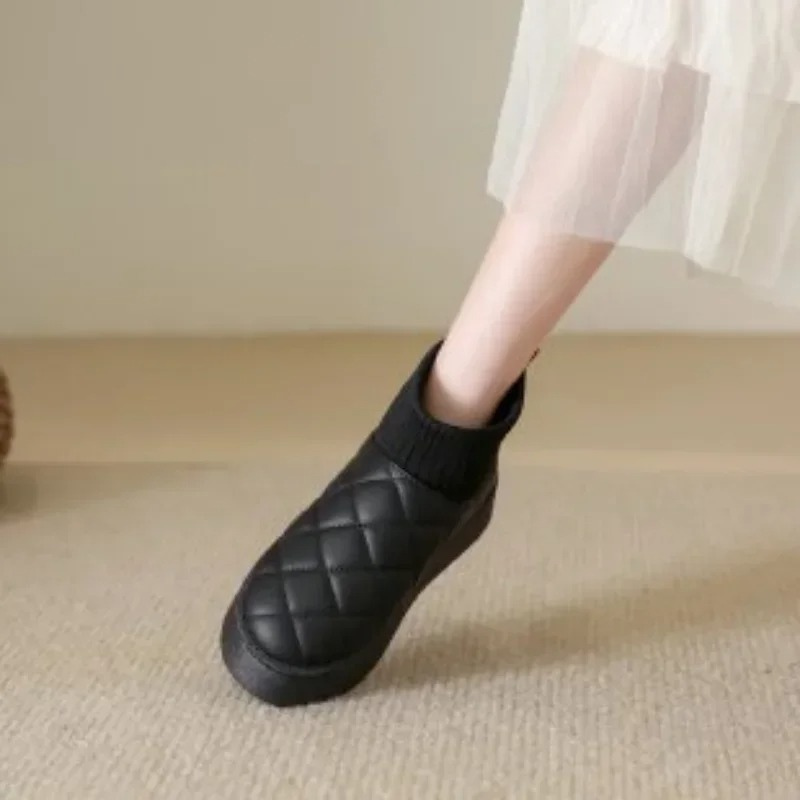 Cozy Knit Sock Booties with Thick Sole and Warm Lining