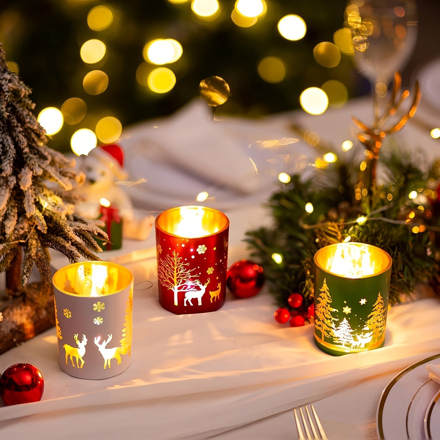 GlowHaven™ - Festive Christmas Candle Holder Set of 6