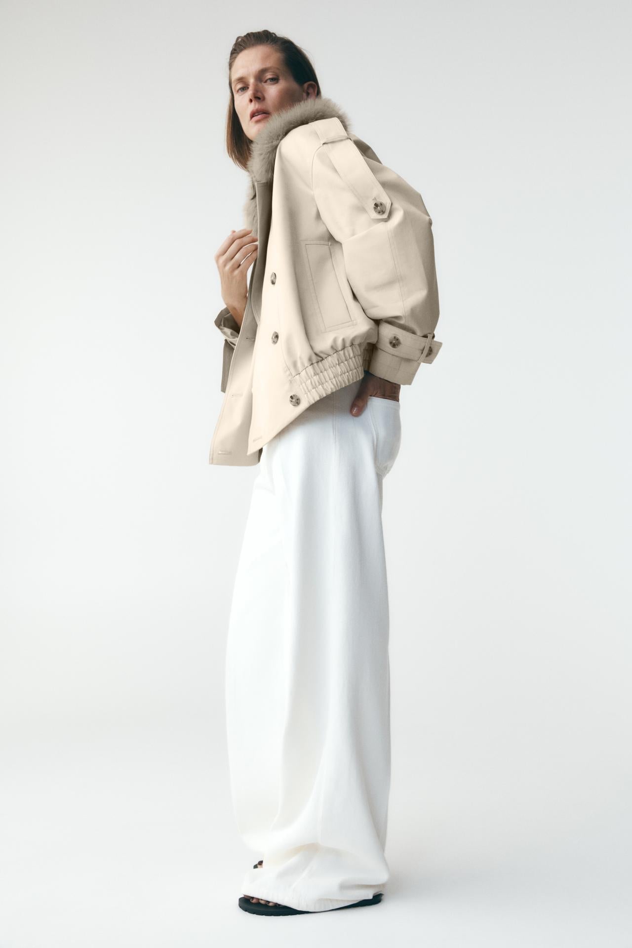 Chic Faux Fur Trench Coat