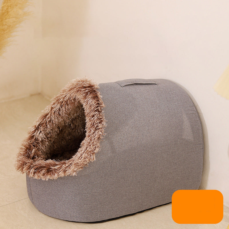 Cozy Winter Pet Cave Bed for Small Dogs and Cats