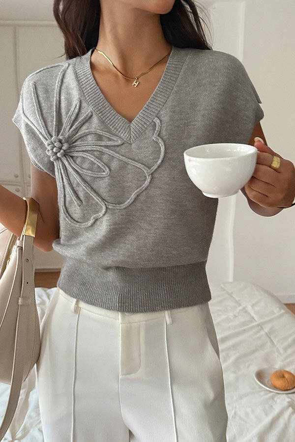 Loose Fit V-Neck Sleeveless Knit Vest