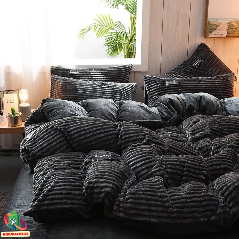 Restavia™ - Velvet Coral Fleece Duvet Cover with Pillowcases