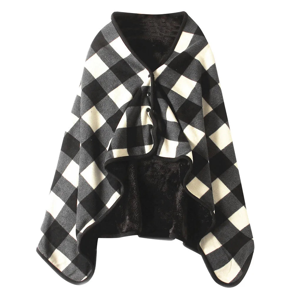 Wearable Fleece Travel Blanket Shawl