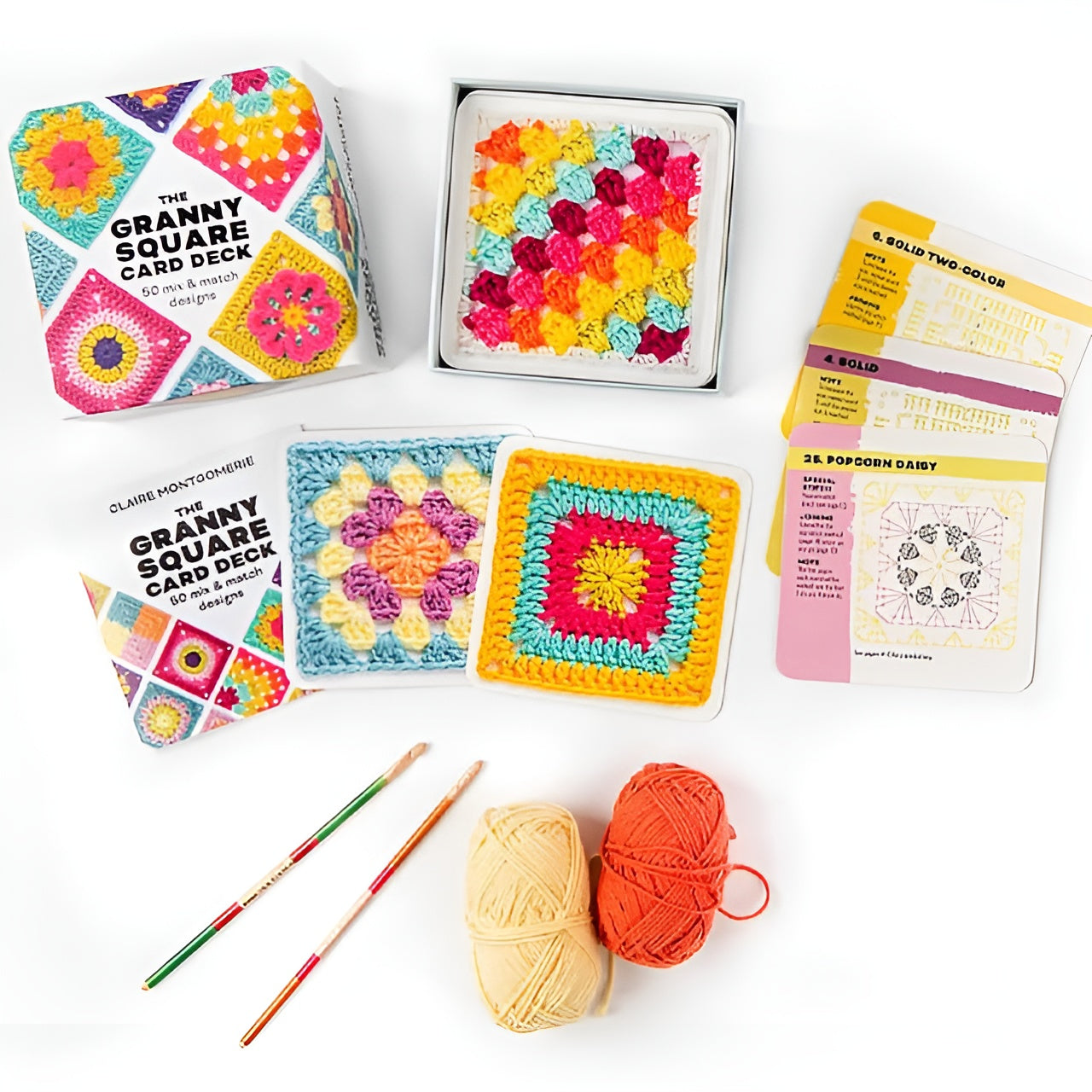 Colorful Granny Square Crochet Card Designs Set