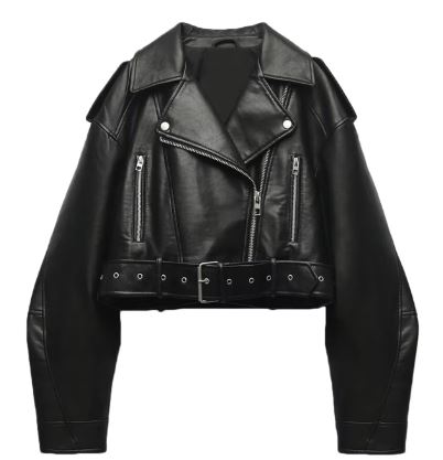 Classic Black Leather Moto Biker Jacket
