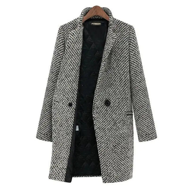 Women’s Chic Double-Breasted Printed Coat