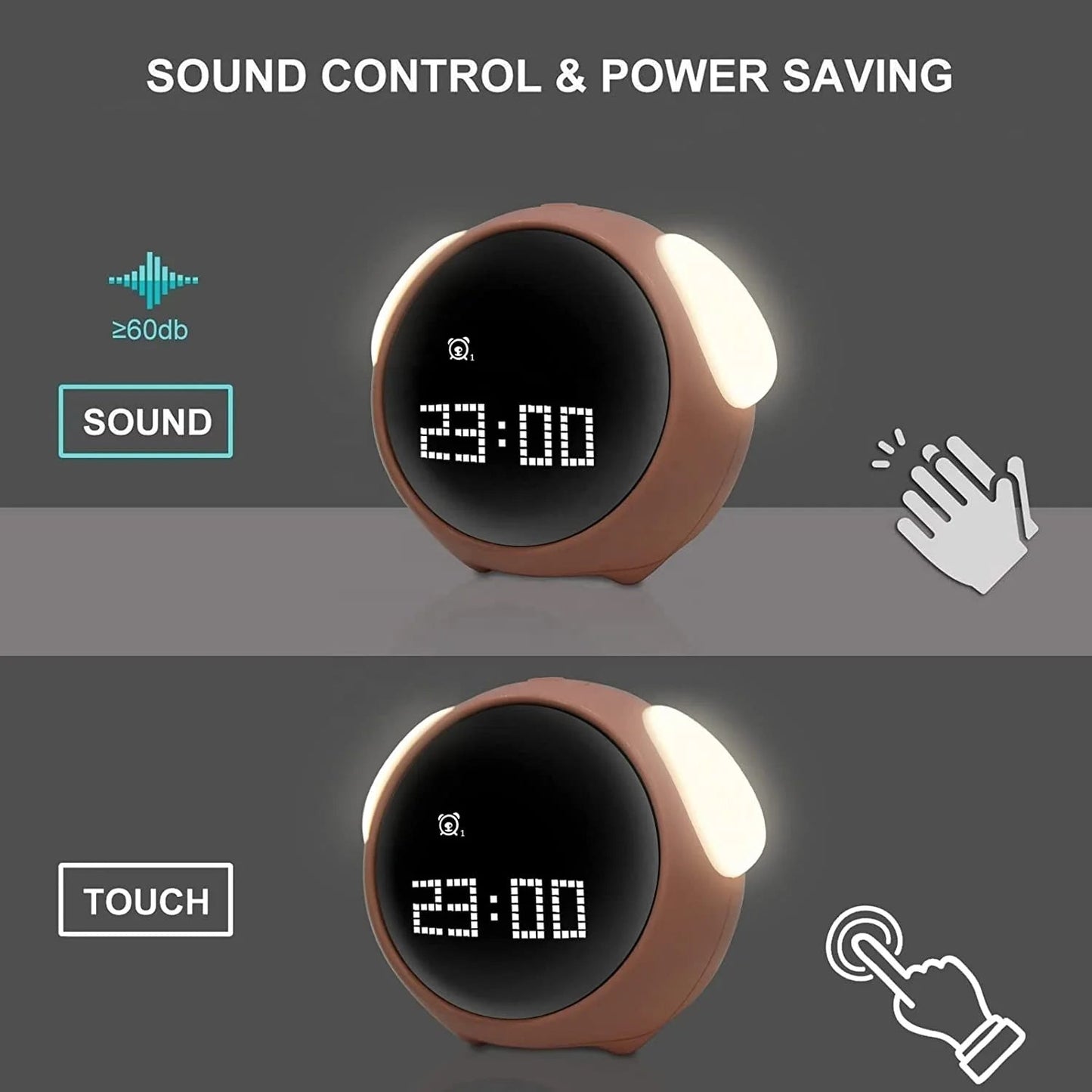 Kawaii Cute LED Alarm Clock with Night Light for Kids