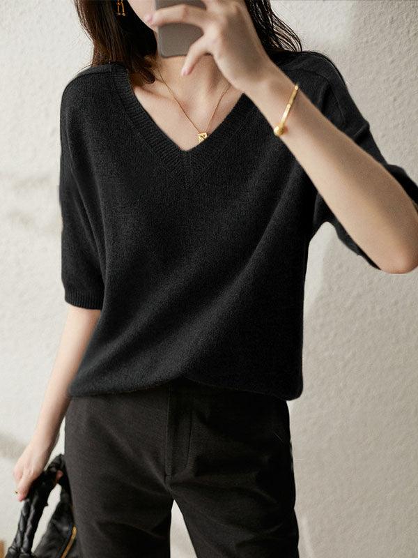 Luxury Soft Cashmere V-Neck Sweater for Women