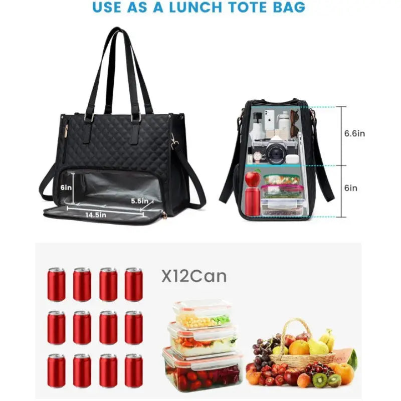 Insulated Laptop Bag with Multiple Compartments for Work and Travel